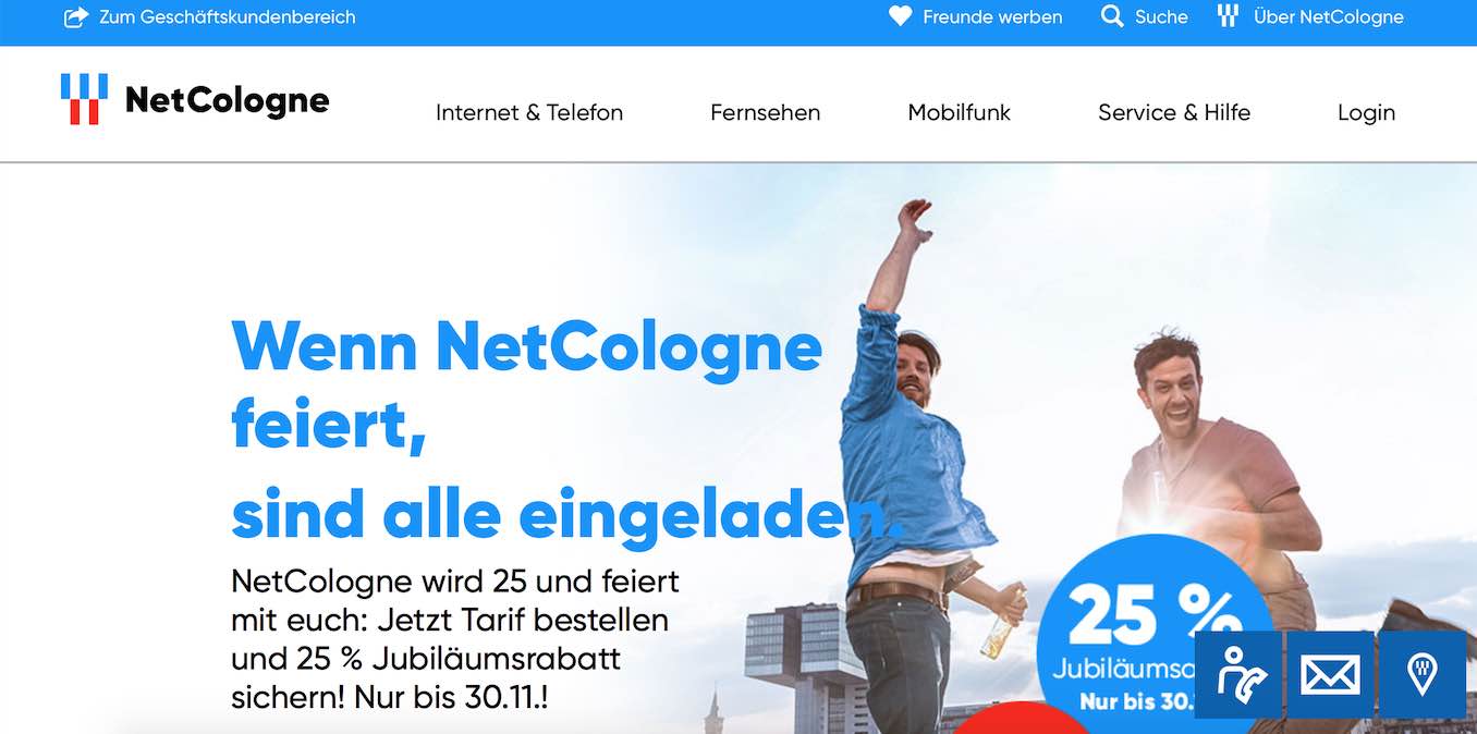 Ansicht des NetCologne-Online-Shops