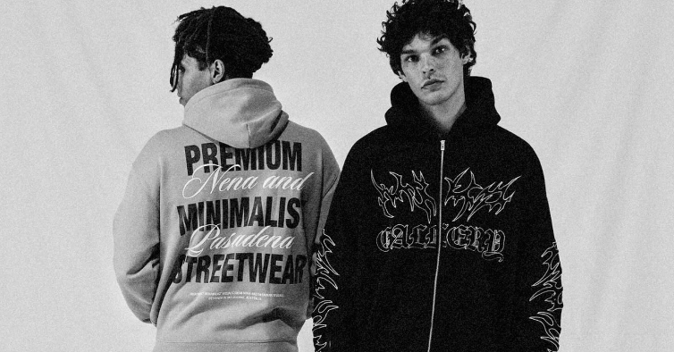 Neverland Store deals page banner featuring two men wearing black and grey hoodies