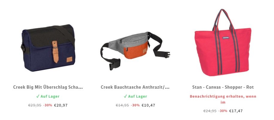 3 verschiedene New Rebels Taschen im Angebot mit 30 % Rabatt
