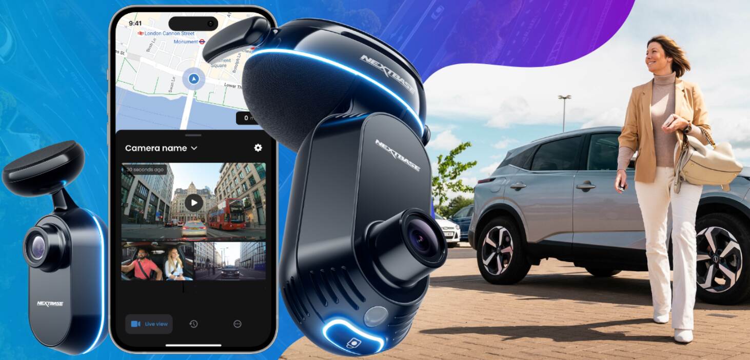 Nextbase how to save banner showing a selection of Nextbase tech next to a woman smiling next to a car