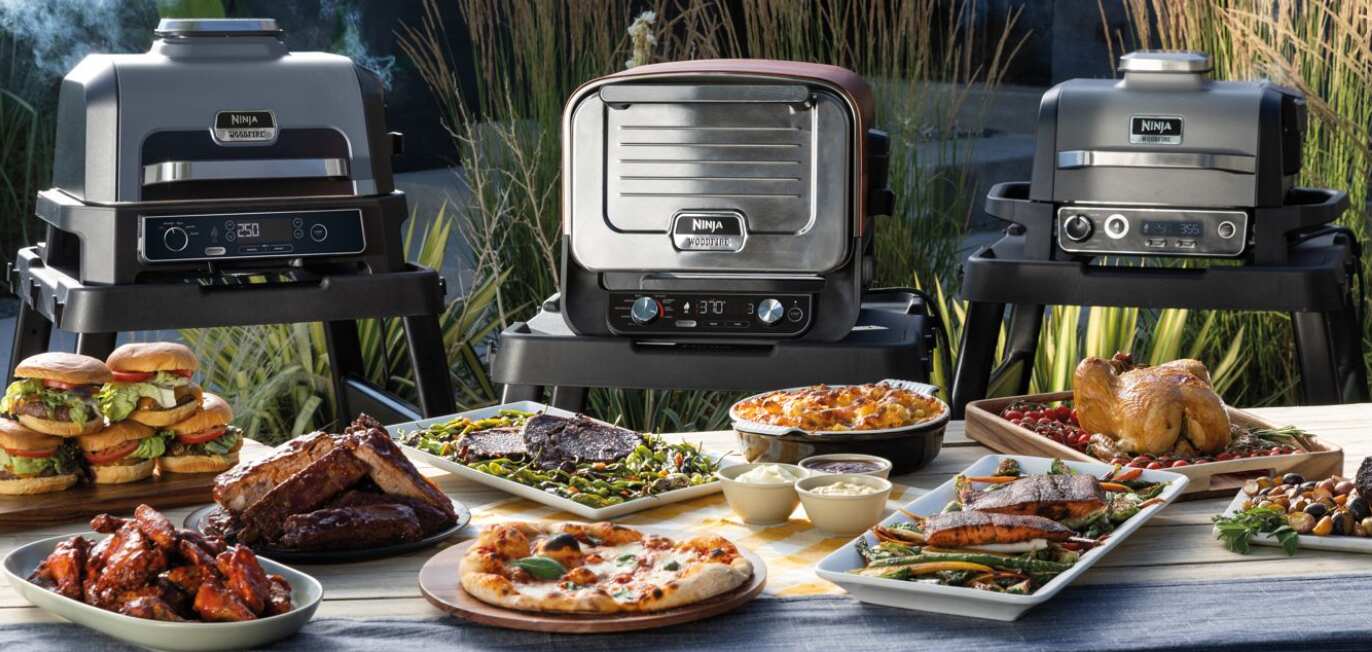 Ninja offers page banner showing three Ninja cooking appliances with plates of delicious foods in front