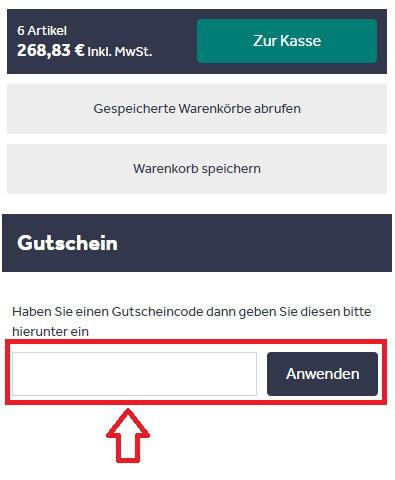 Nisbets-Gutschein im Warenkorb einlösen