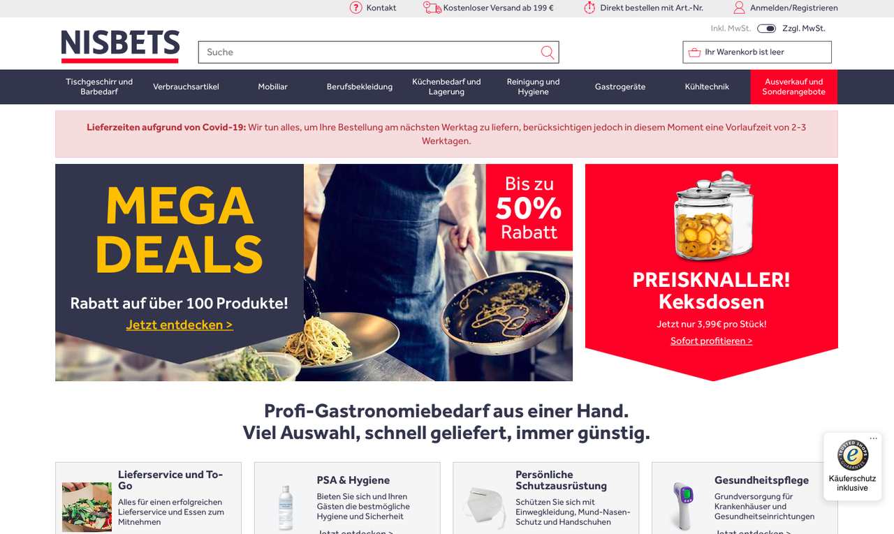 Shopansicht von Nisbets