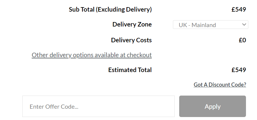 Screenshot of the Noa and Nani discount code box at checkout on the brand website