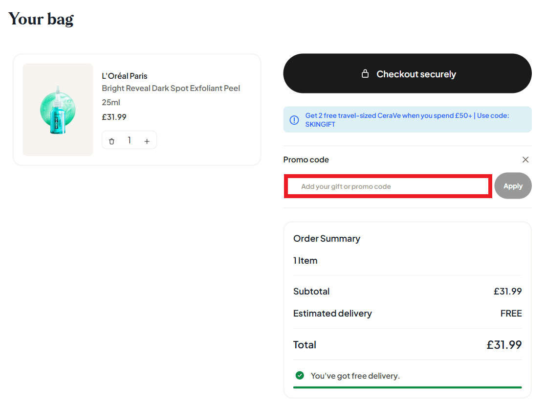 Noli discount code box in shopping bag image