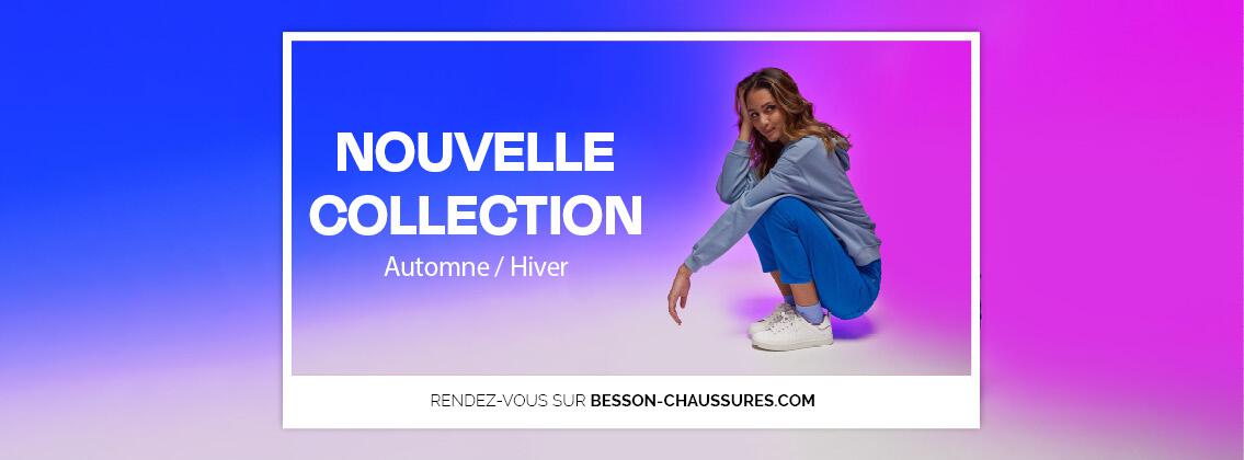 femme assise devant dégradé bleu rose pour la nouvelle collection Besson