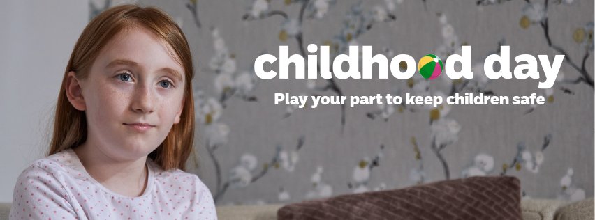 NSPCC childhood day charity banner, play your part to keep children safe