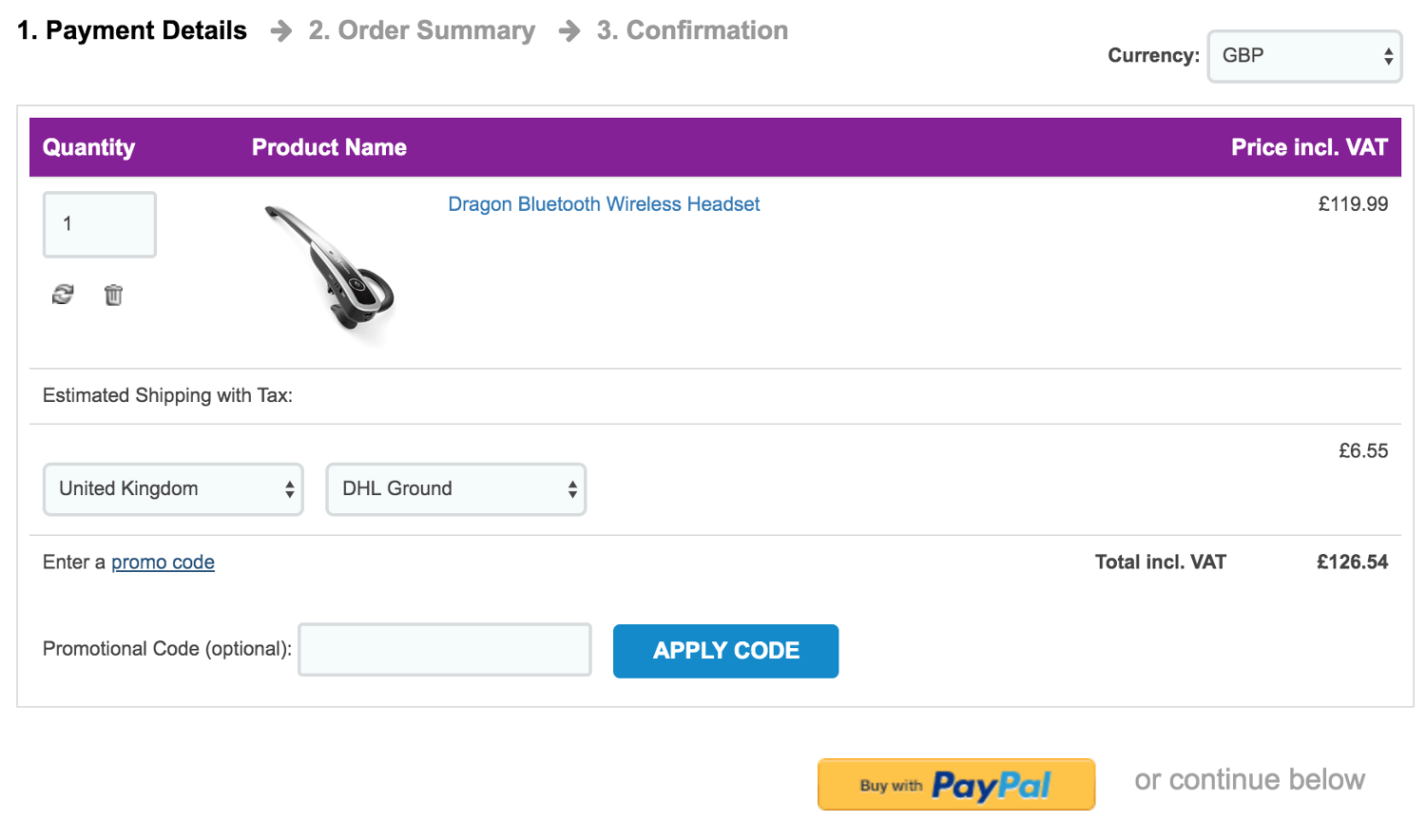 Nuance voucher code box during checkout