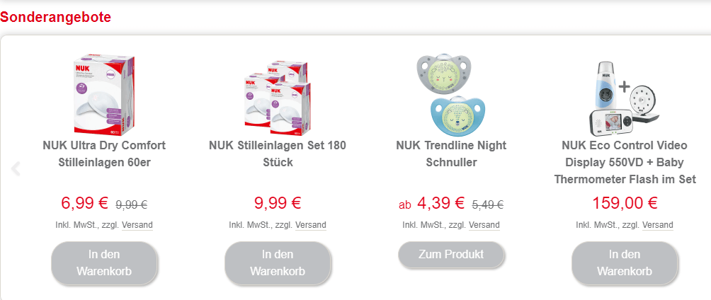 NUK-Sonderangebote: Schnuller, Stilleinlagen und Babythermometer mit Rabatt