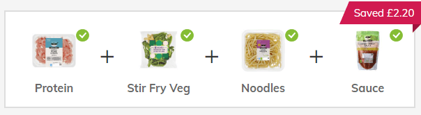 ocado meal deal image showing bundled products with the saved amount