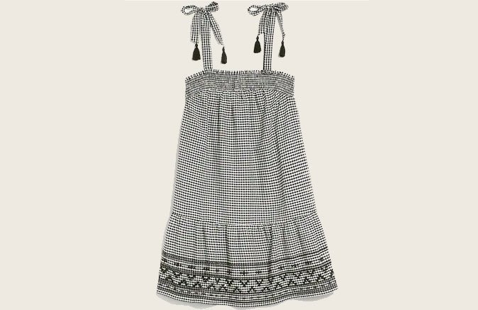 Sleeveless Tiered Gingham Swing Mini Dress