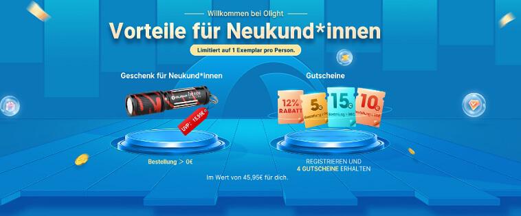 Darstellung der Olight Neukundenvorteile