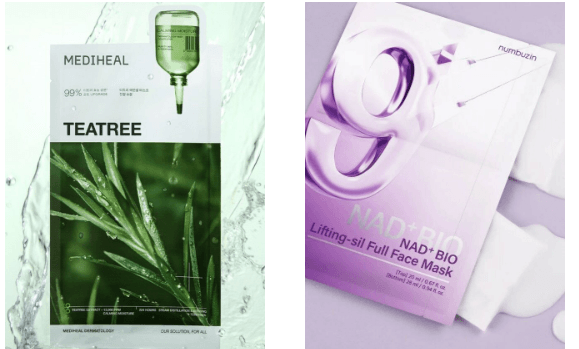 OLIVE YOUNG Teebaumöl und Gesichslifting Masken