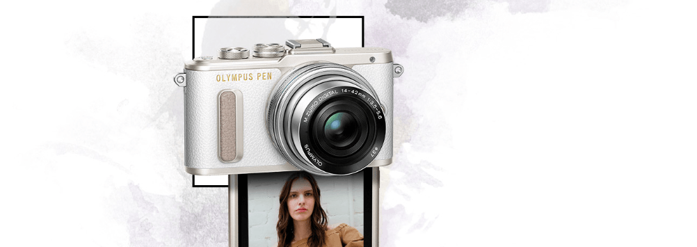 Stylische Olympus Pen Kamera in weiß