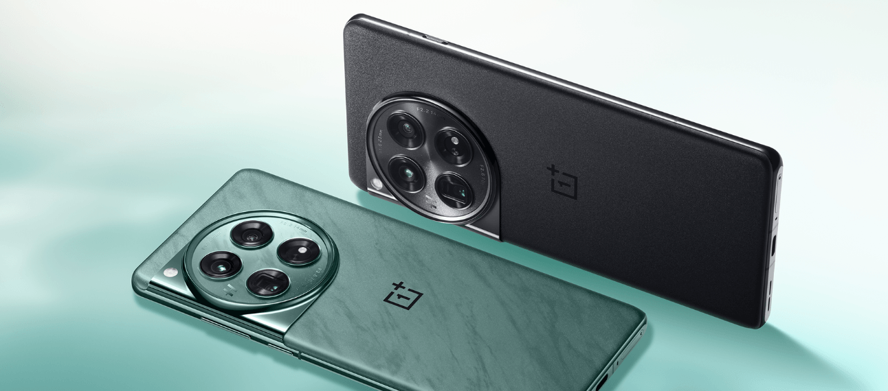 photo de deux smartphones OnePlus sur fond bleu