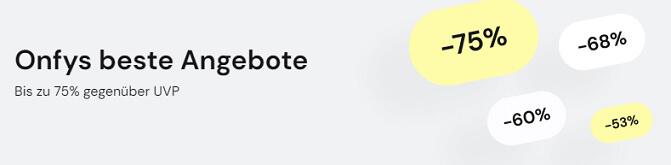 Finde bei Onfy beste Angebote mit bis zu 75 % Rabatt