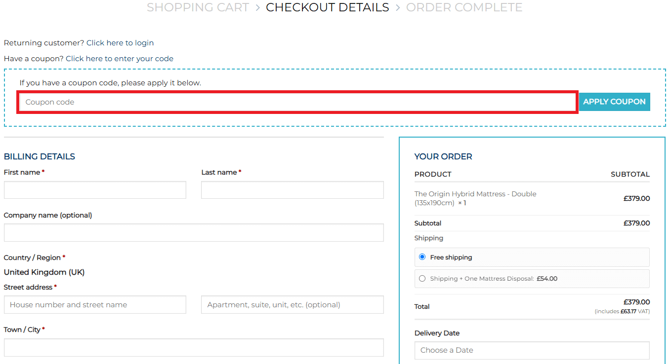 Origin Mattress discount code box picture