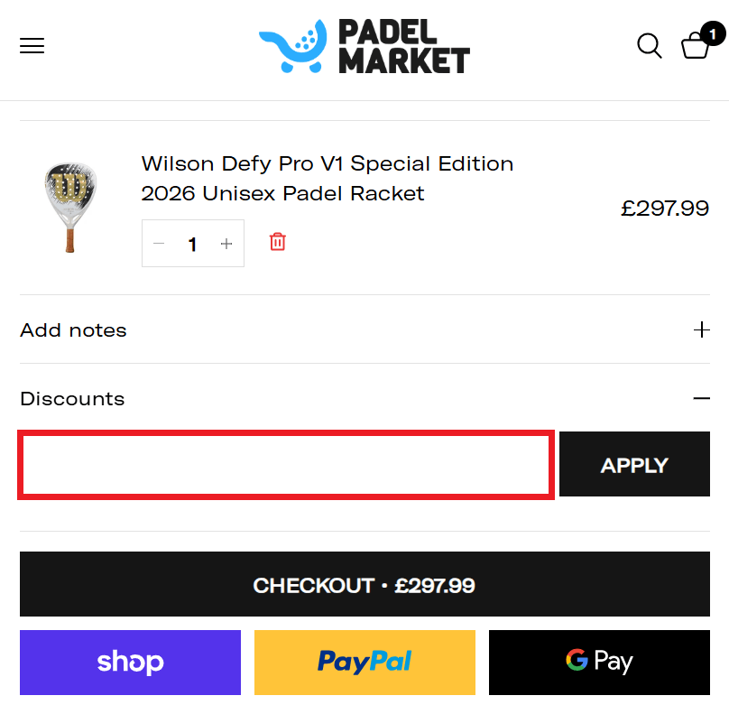 Padel Market discount code box image