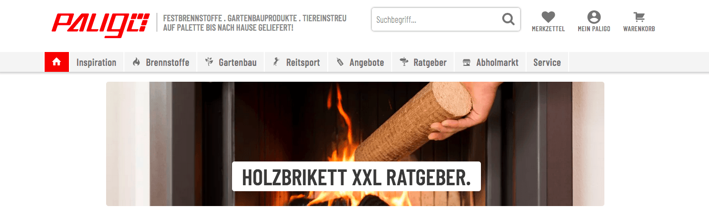 Der Online-Shop von Paligo mit viel Fachwissen rund um Brennholz und vielen Materialien