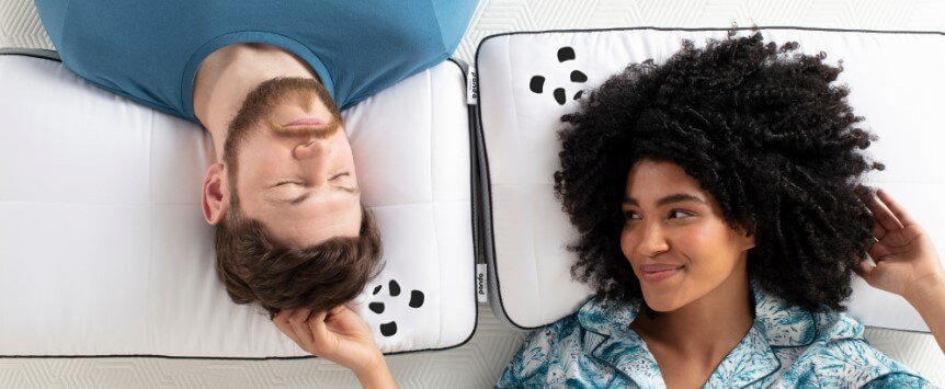 Panda - Man and woman with heads on pillows