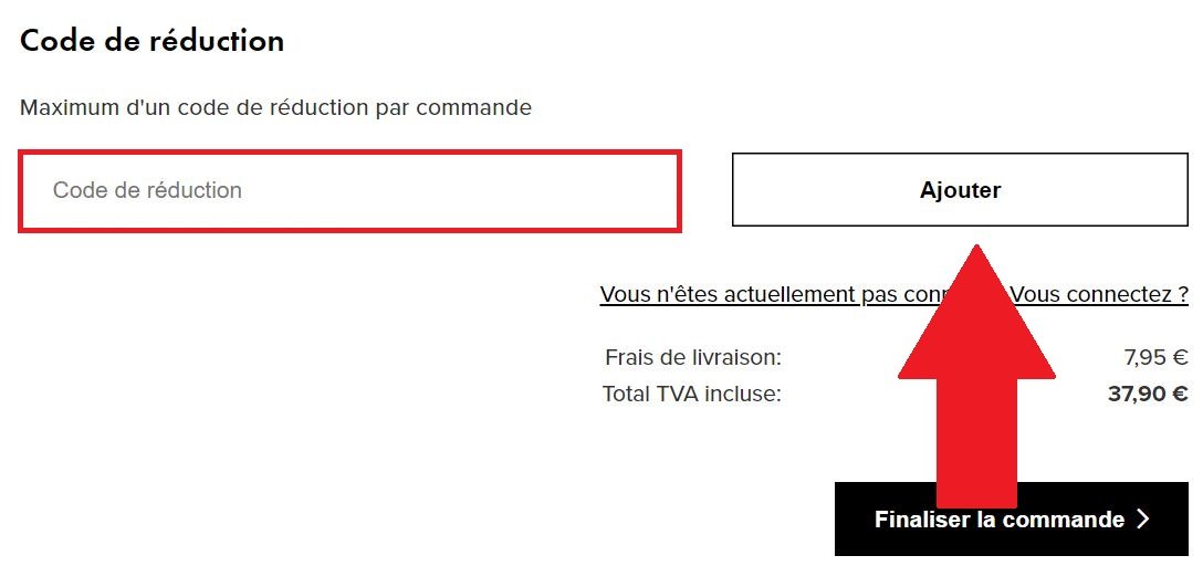 Panier de commande avec emplacement de code promo Adam et Eve