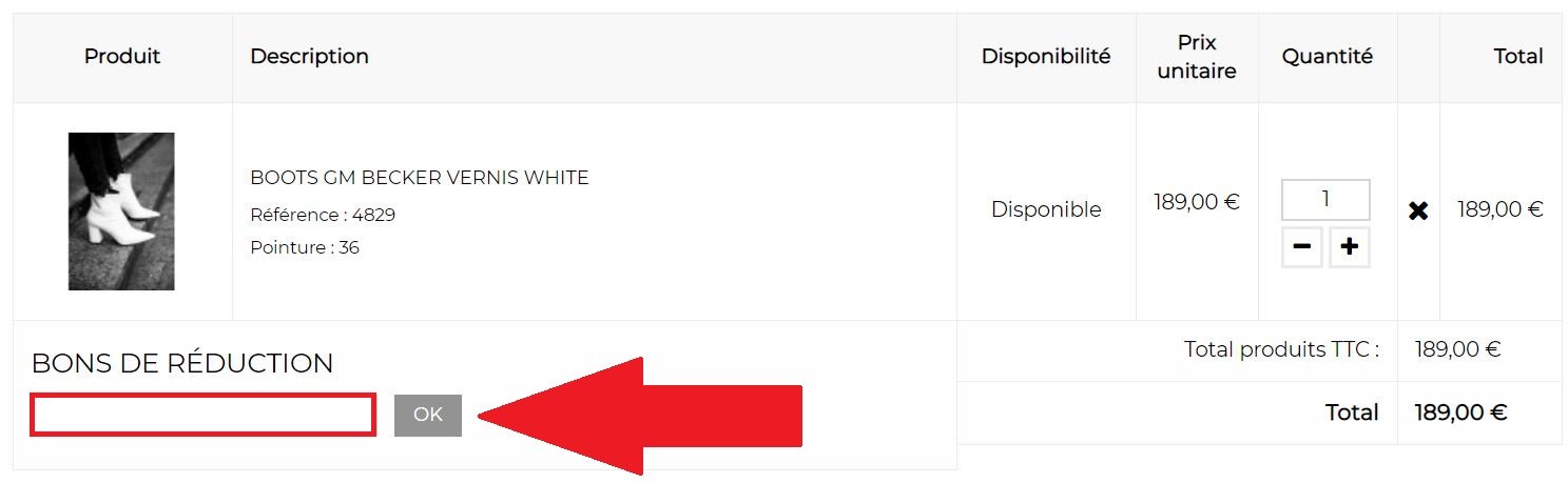 Panier de commande avec code promo Grungemama