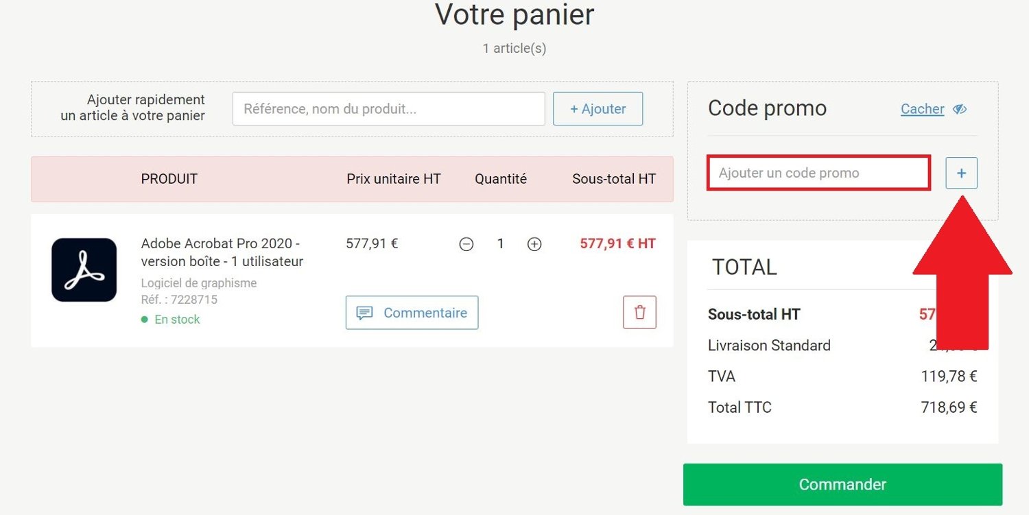 Utiliser un code promo Inmac Wstore