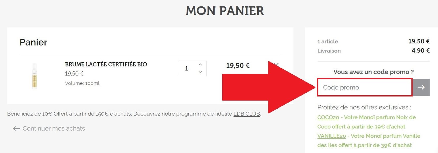 Panier avec codes promo Laboratoires de Biarritz