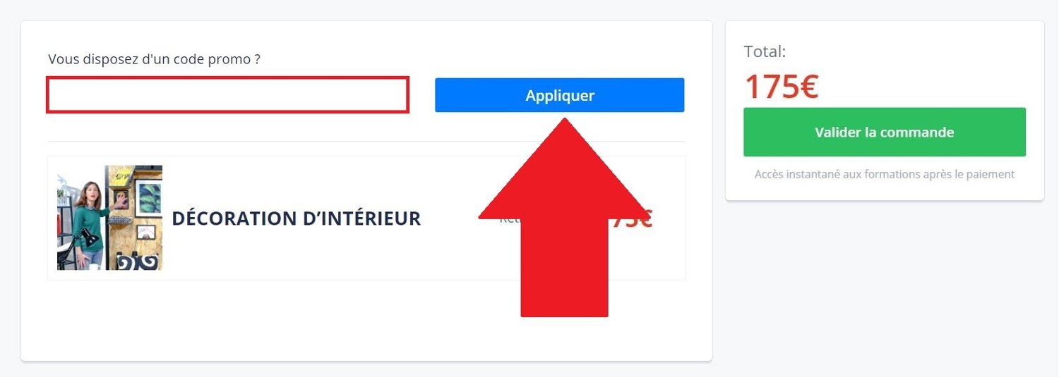 Panier de commande avec code promo School Online University
