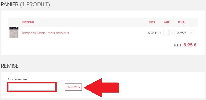Panier de commande Scrapmalin avec code promo