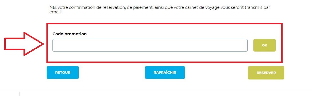 Utilisation du code promo Vacancéole