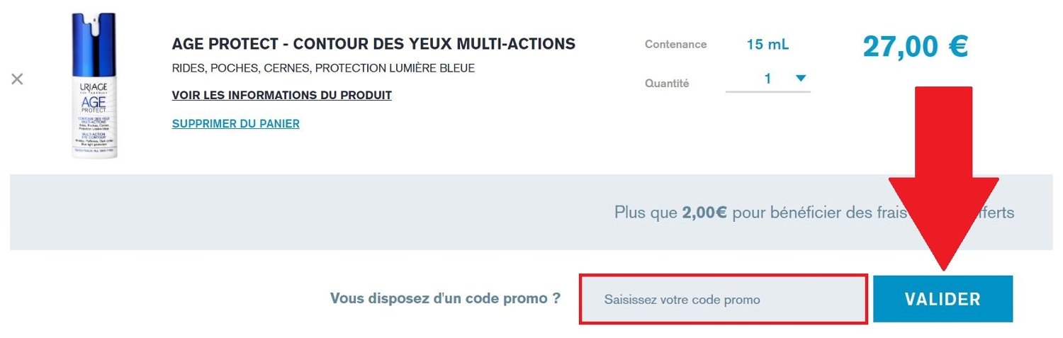 Panier avec code promo Uriage