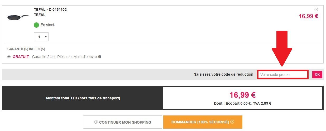 Panier code promo Villatech