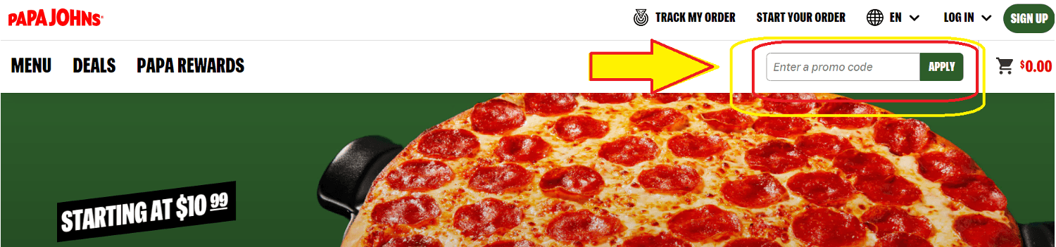 Papa John&apos;s Promo Code Box