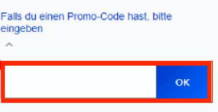 Eingabefeld für das Paramount-Plus-Angebot im Warenkorb