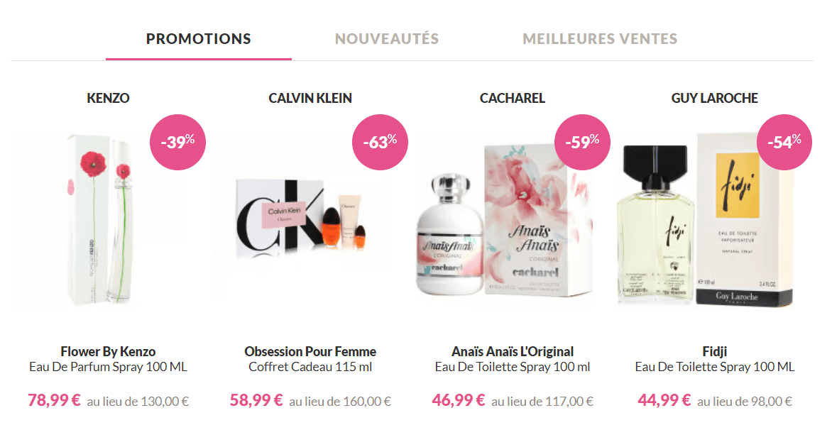 Parfums pour femme en réduction chez Parfums moins chers