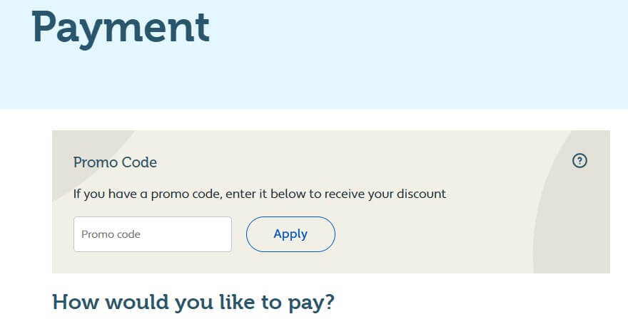 Parkdean discount code box during booking process