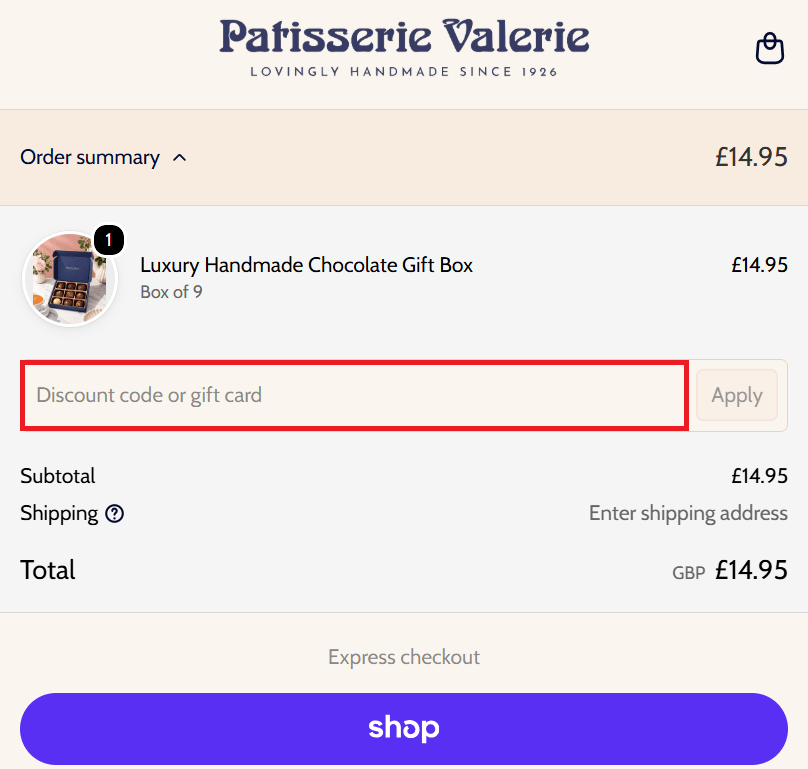 Patisserie Valerie redemption box image