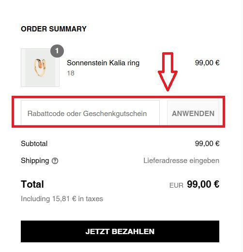 Feld für den PDPAOLA Gutschein