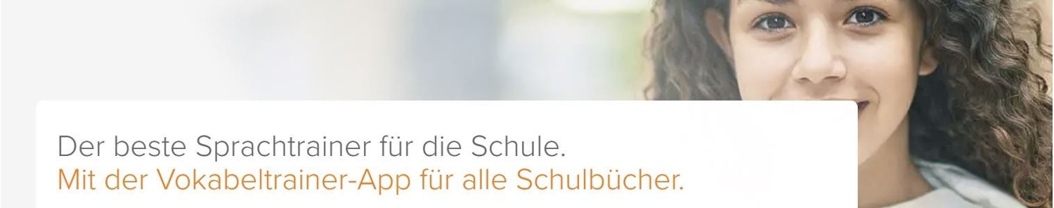 Banner für die Phase6-Gutscheinseite mit Mädchen auf der Startsseite des Webshops für die Vokabeltrainer-App