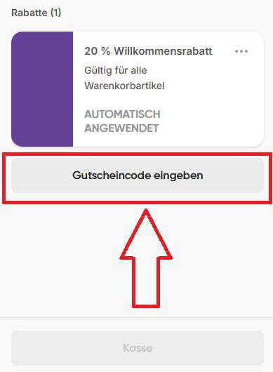 Screenshot vom Eingabefeld mit Hinweis darauf, wo du deinen Popsa Gutschein einlösen kannst