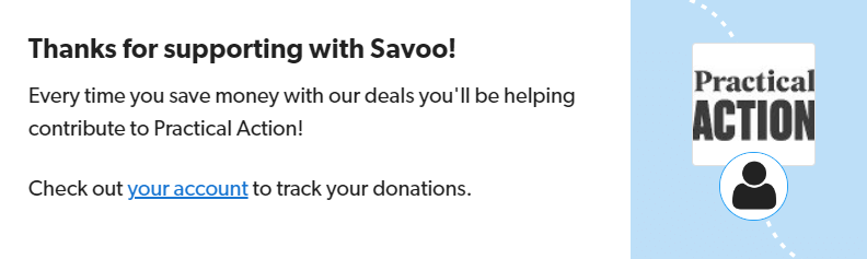 Signing up to support Practical Action with Savoo