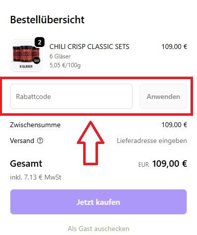 Screenshot von der Bestellübersicht um deinen Pretty NamNam Rabattcode einzulösen