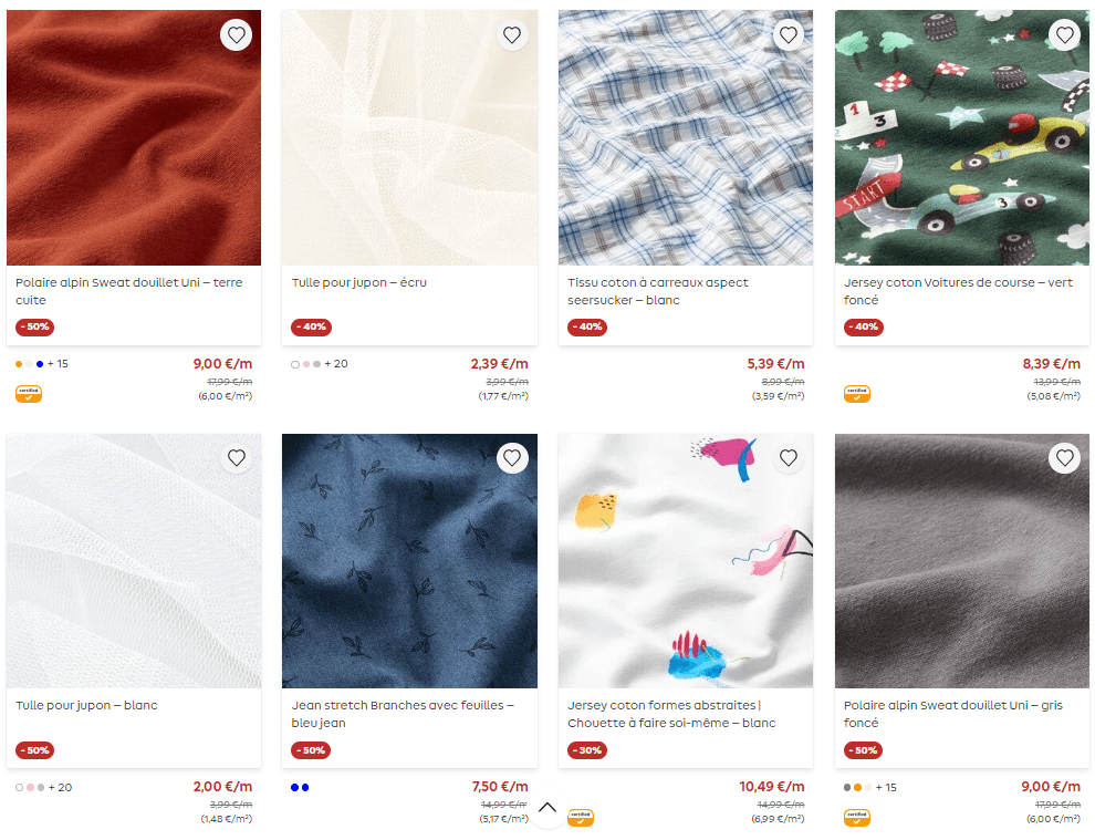 Promos sur les tissus sur tissus.net