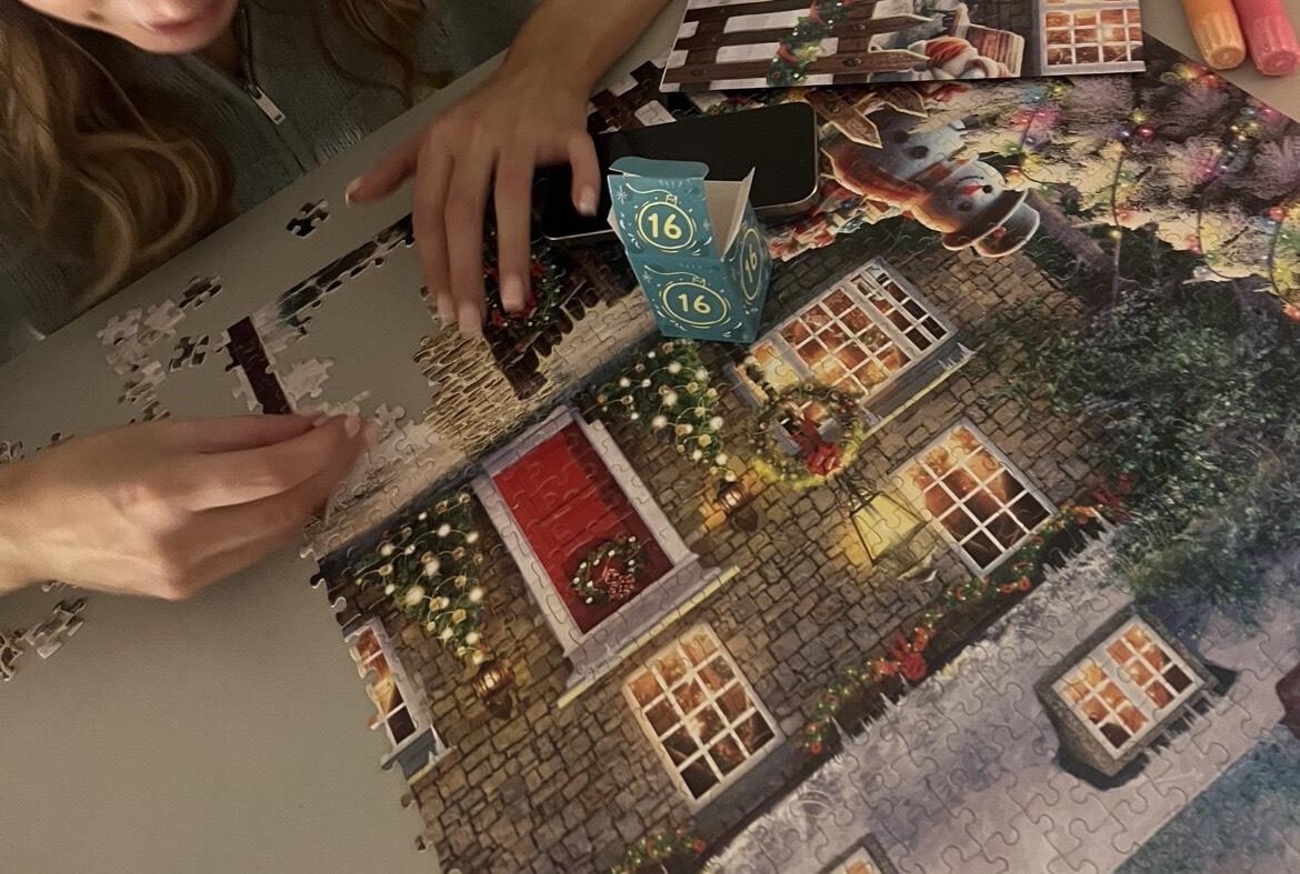 Ruby with puzzle advent calendar in progress