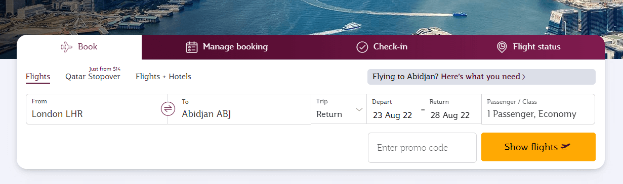 Qatar promo code box