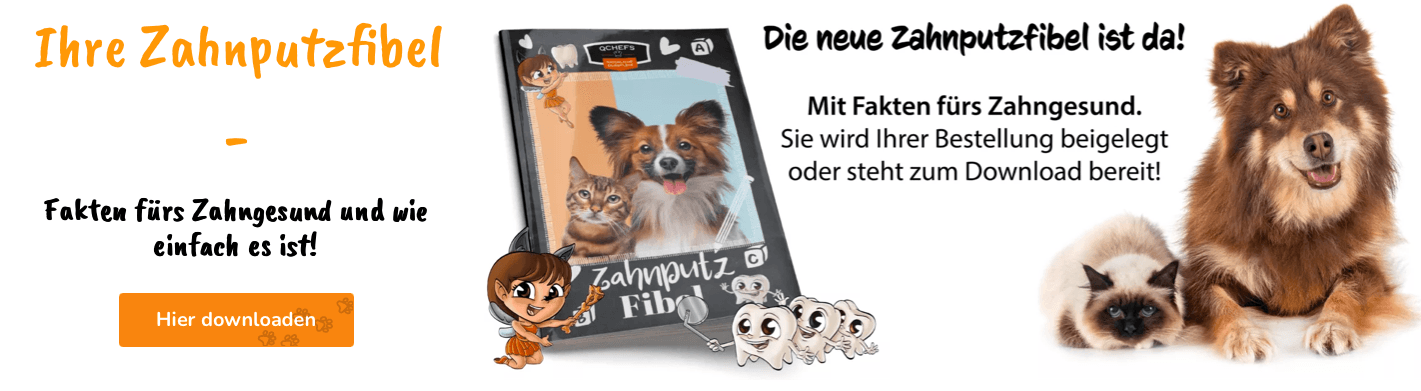 Homepage des Onlineshops mit Werbung für Käse der Haustierzähne pflegt