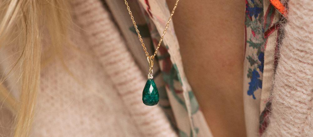 QP Jewellers necklace - emerald drop necklace product image