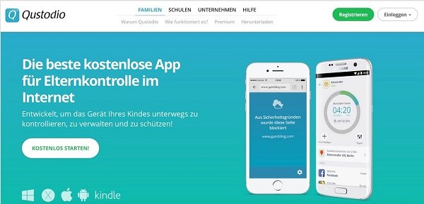 Bild der App von Qustodio für Elternkontrolle im Internet