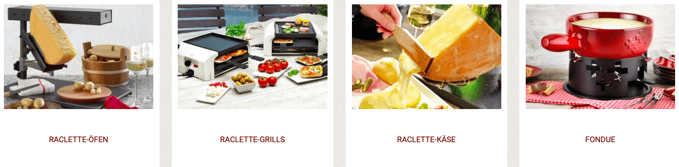 Das umfassende Sortiment im Online-Shop von RACLETTE.de